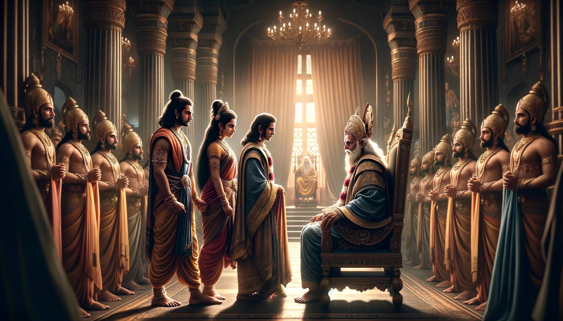 Sita, Rama and Lakshmana Go to See King Dasharatha